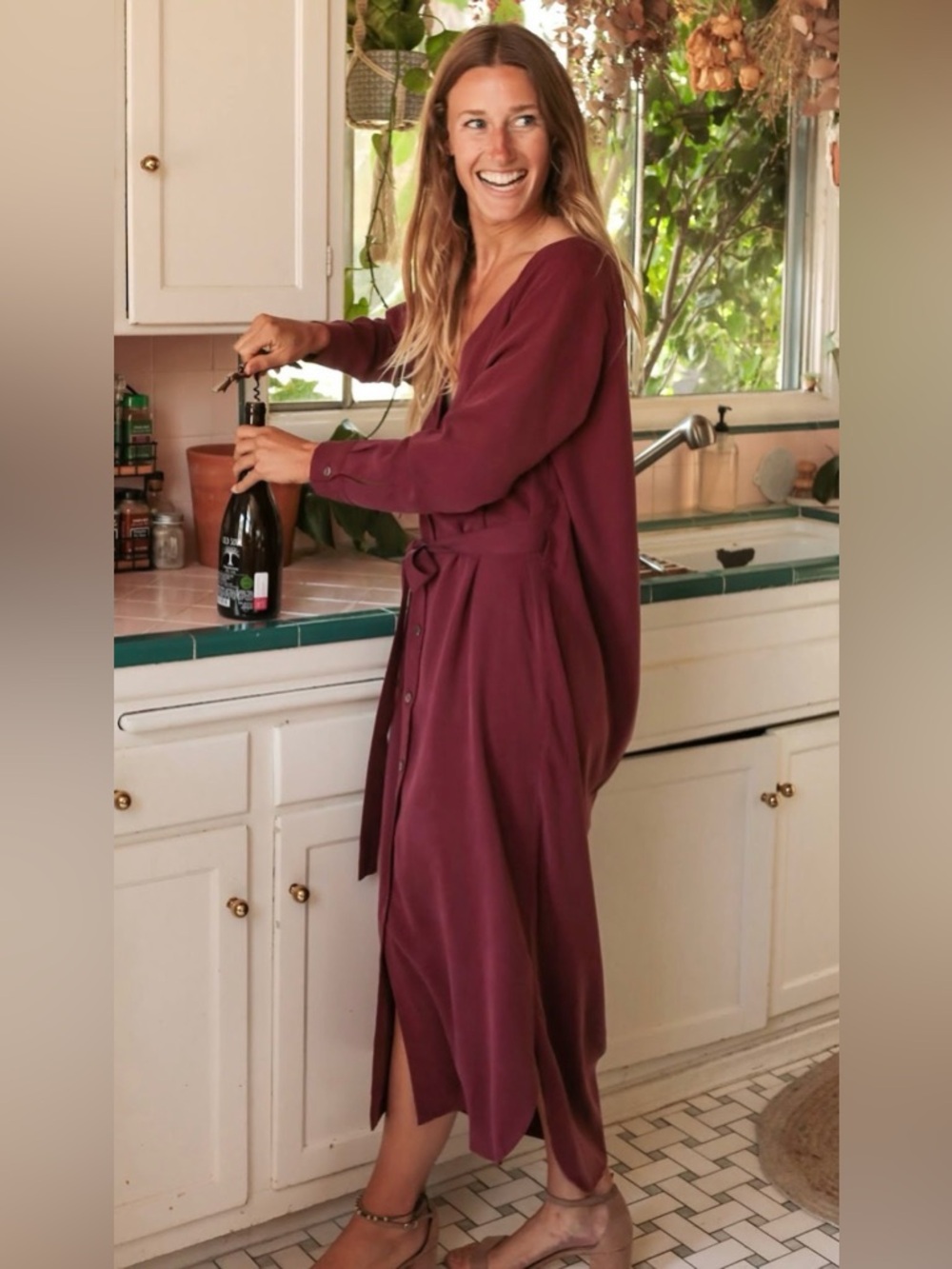 Odd bird Co limited edition Gina dress in burgundy size L